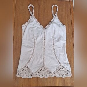 Vintage Mango Cotton Cami Crochet Knit Corset Stretch Blush Boho Coquette